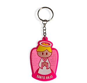 10 Pink Rubber Angel Keychains