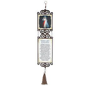 Adorno de Porta Jesus Misericordioso em Madeira 45cm