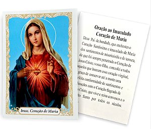 100 Santinhos Folheto Oração Imaculado Coração de Maria