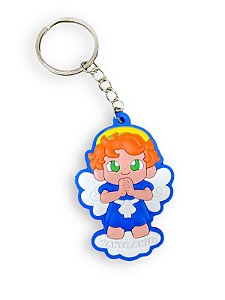 10 Blue Santo Anjo Rubber Keychains