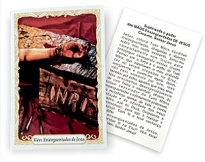 100 Santinho Folheto Oração Mãos Ensanguentadas de Jesus